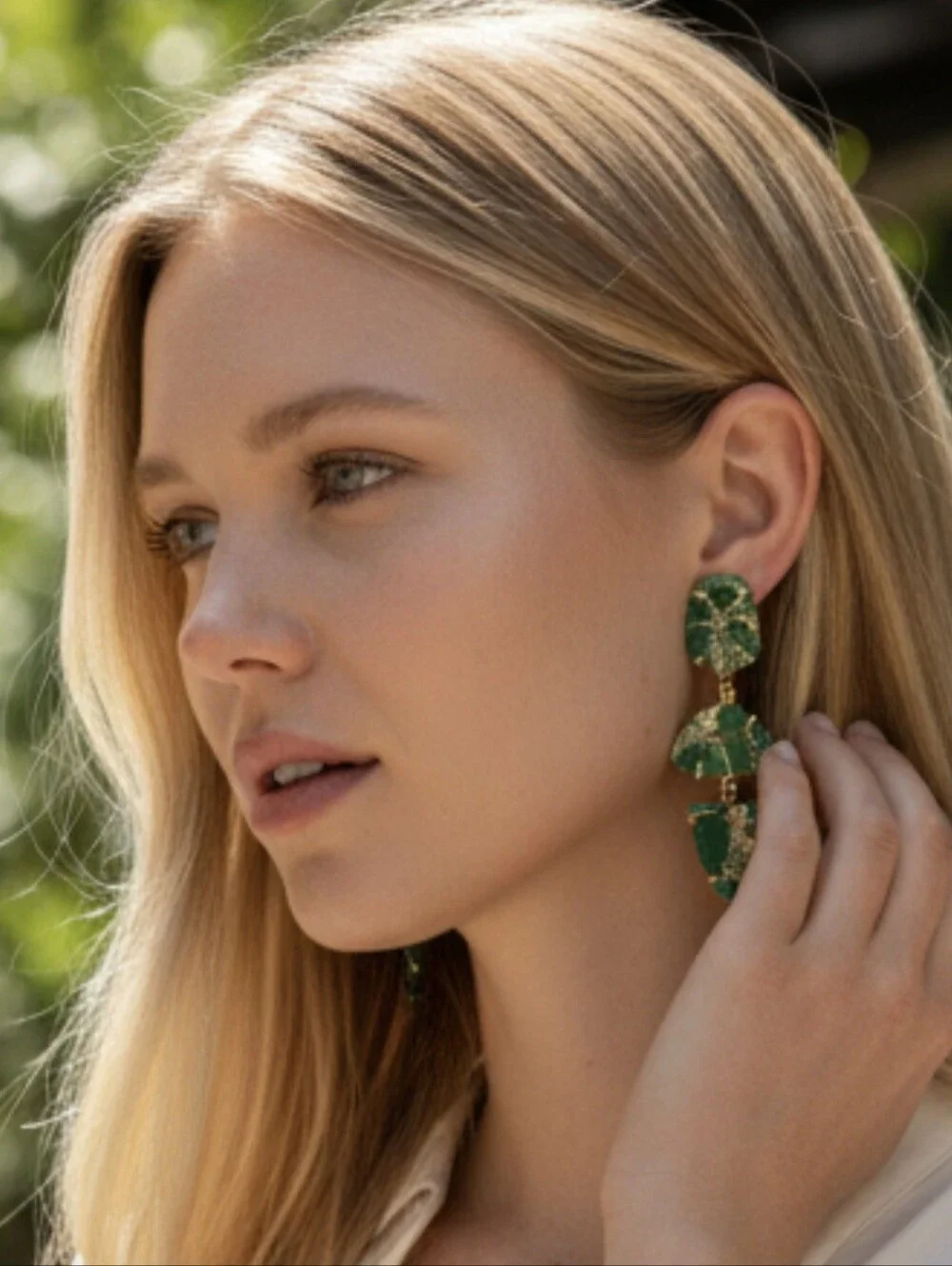 18k Gold Plated Artisan Genuine Mohave Green Turquoise Geometric Dangle Earrings